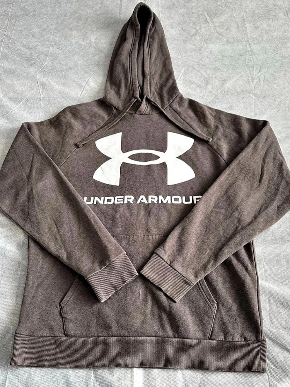 Under Armour Sweatshirt Hoodie Men Sz Large Taupe Pullover Loose Cotton Casual